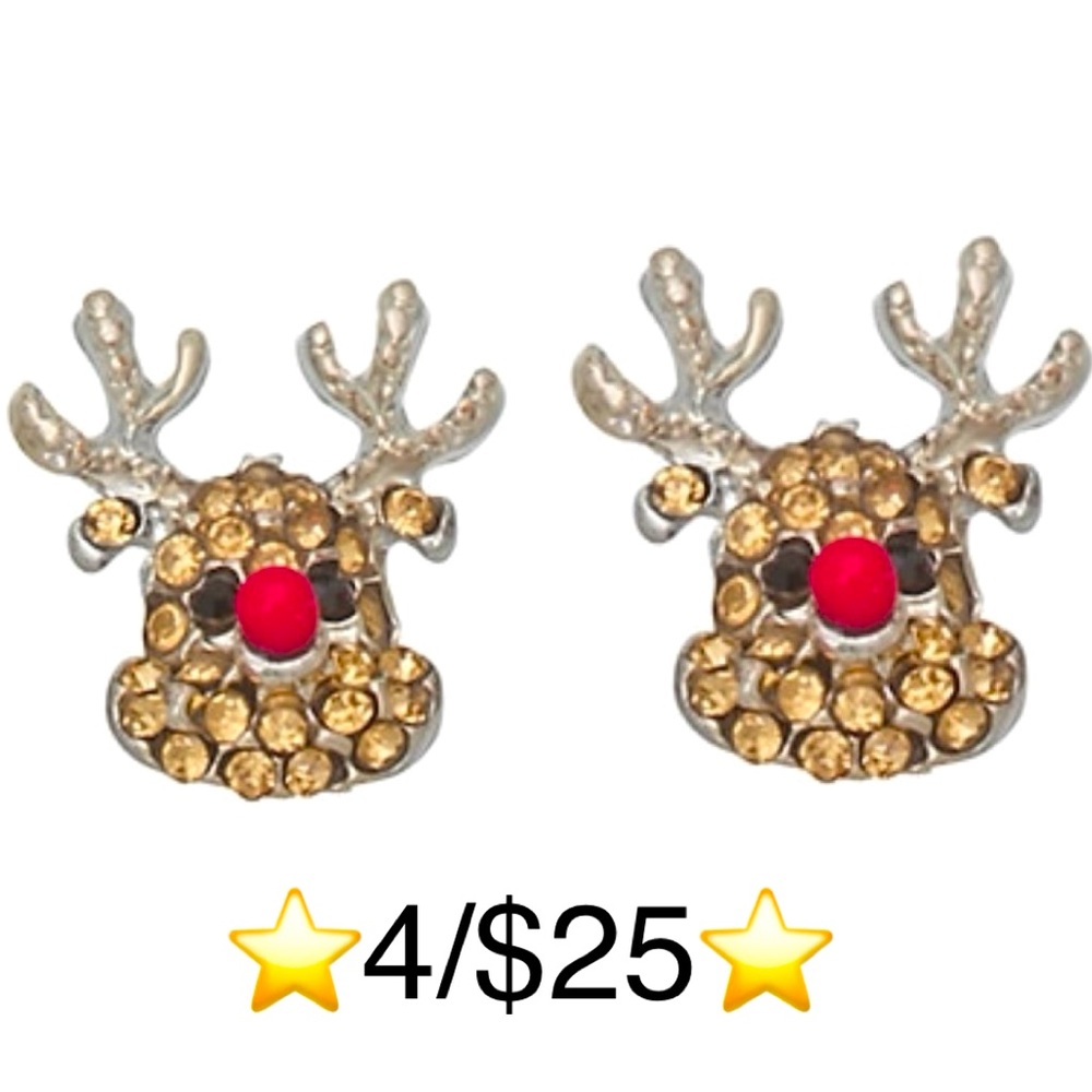 Rudolph the Red Nosed Reindeer Post Back Christmas Stud Earrings